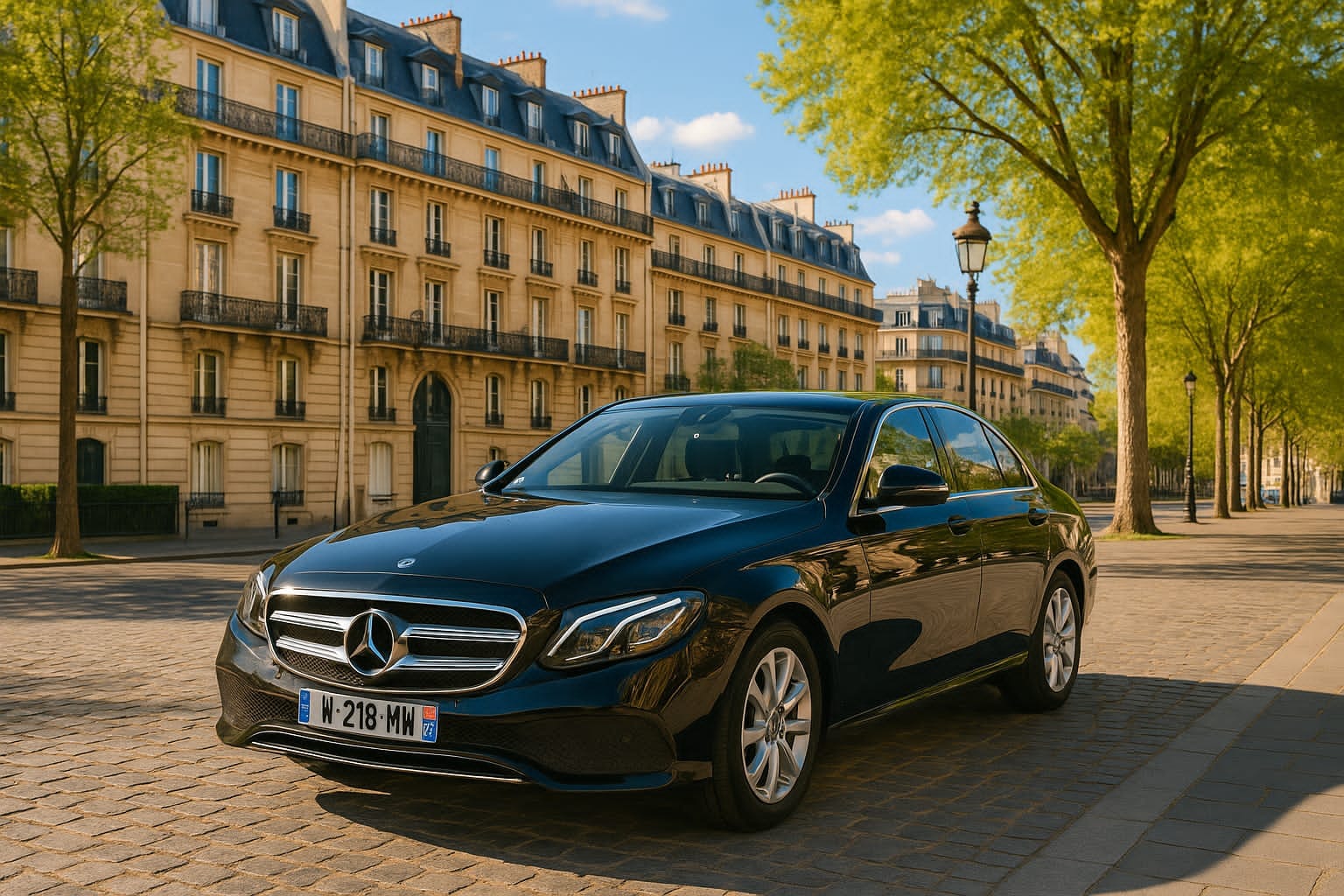 Executive sedan (Mercedes E-Class) for business airport transfers in Paris