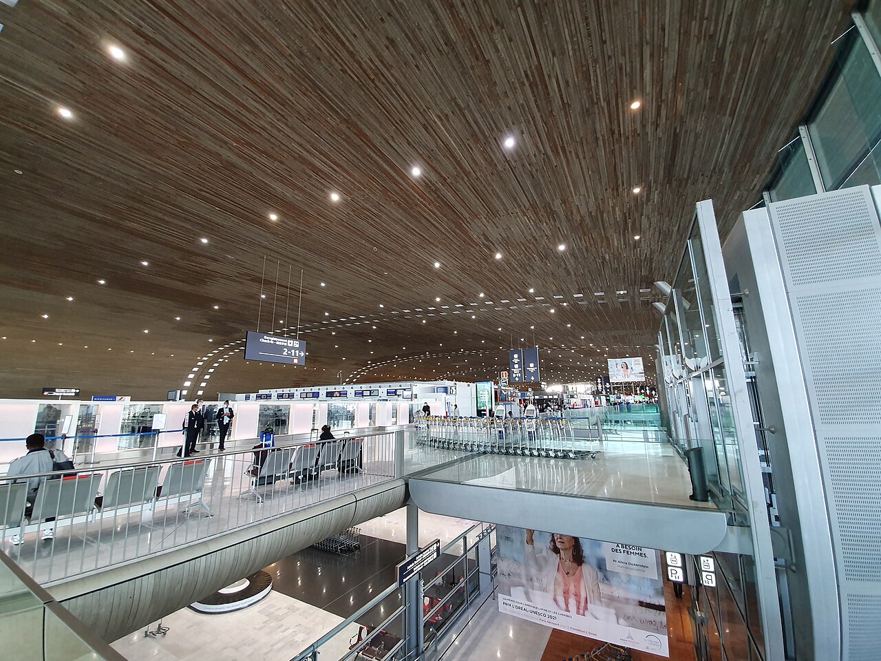 Interior of Paris Charles de Gaulle Airport Terminal 2E departures hall