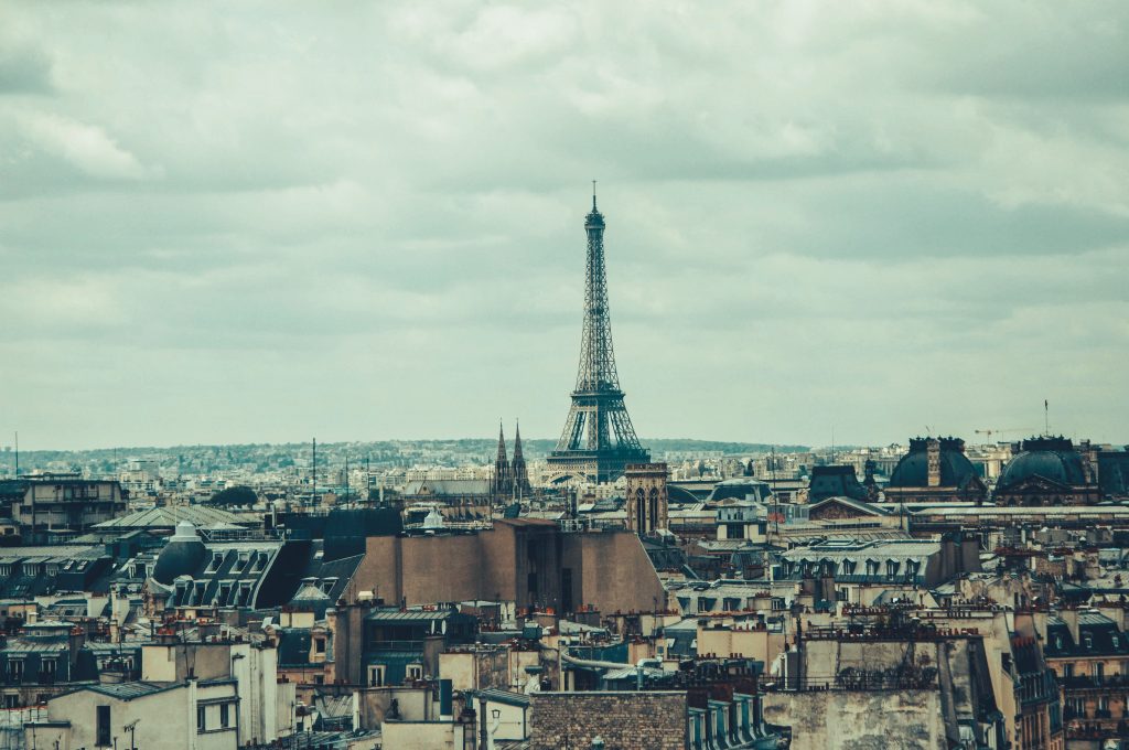 Panoramic view over the Haussmann rooftops of Paris
